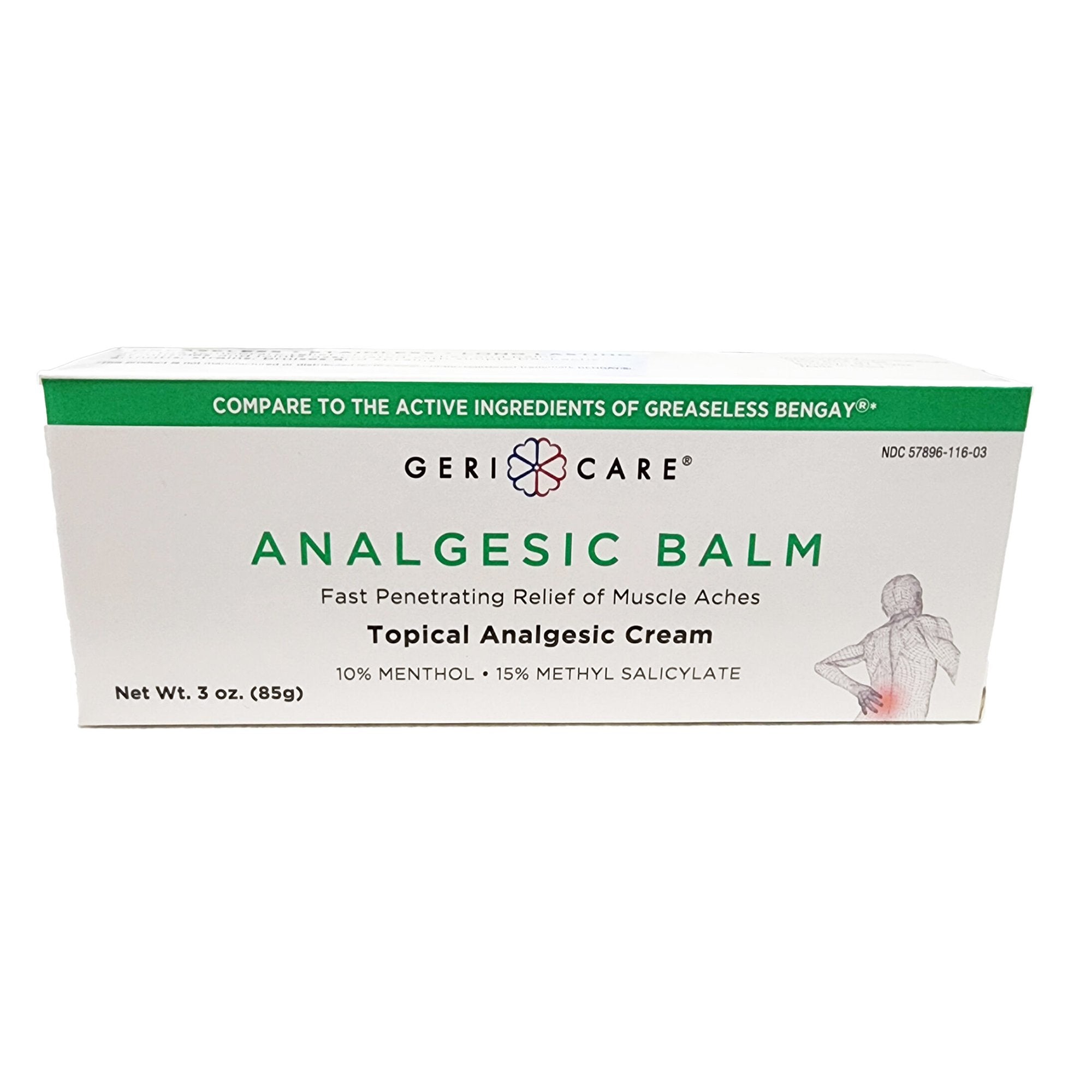Topical Pain Relief 10%   15% Strength Menthol / Methyl Salicylate Cream 3 oz.