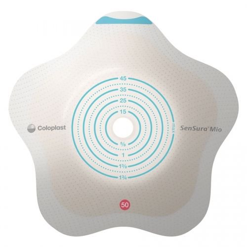Ostomy Barrier SenSura Mio Convex Flip Trim to Fit, Extended Wear Elastic Adhesive 60 mm Flange Blue Code System 3/8 to 2-1/8 Inch Opening