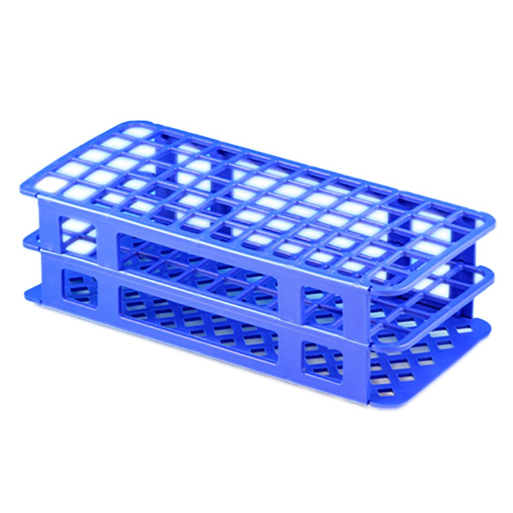 Stacking Test Tube Rack Globe Scientific 456500 Series 60 Place 15 to 17 mm Tube Size Blue 2 4/5 X 4 1/8 X 9 3/5 Inch
