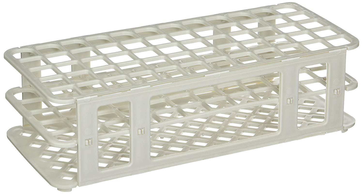 Stacking Test Tube Rack Globe Scientific 456500 Series 60 Place 16 to 17 mm Tube Size White 2 4/5 X 4 1/8 X 9 3/5 Inch