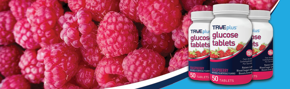 glucose supplement trueplus 50 per bottle chewable tablet raspberry flavor packaging type case