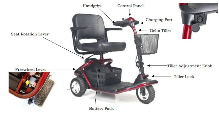 golden literider scooter blue 3 wheel scooter