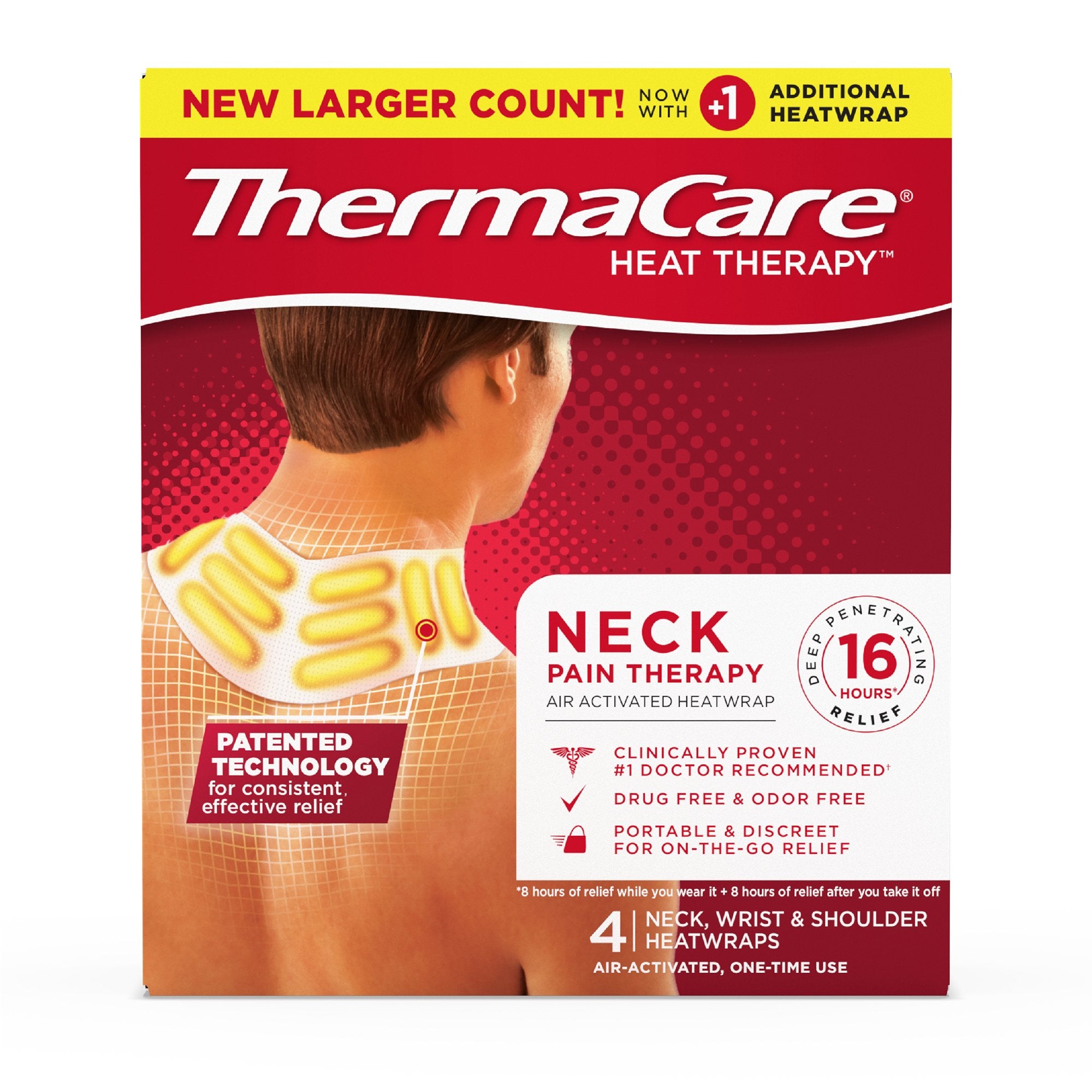 Instant Hot Patch ThermaCare HeatWraps Neck / Shoulder / Wrist One Size Fits Most Nonwoven Material Cover Disposable