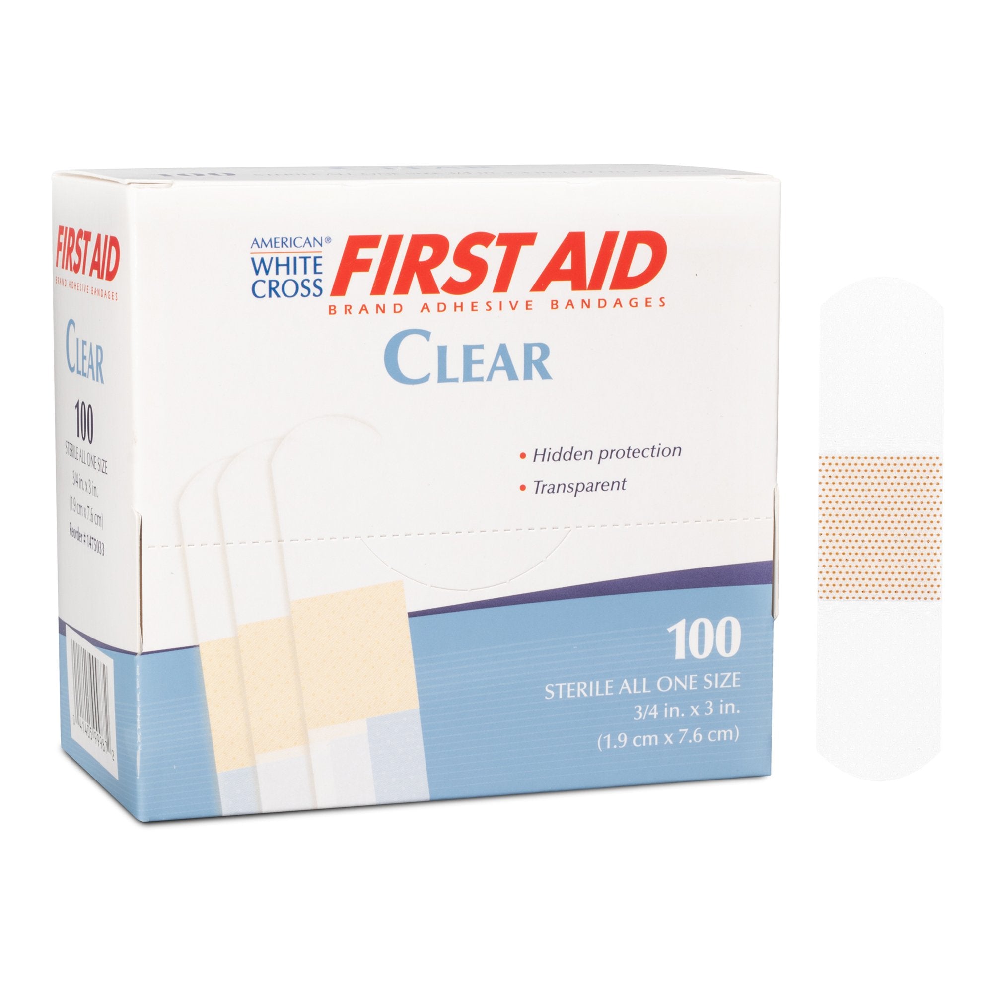 Adhesive Strip American White Cross 3/4 X 3 Inch Plastic Rectangle Clear Sterile
