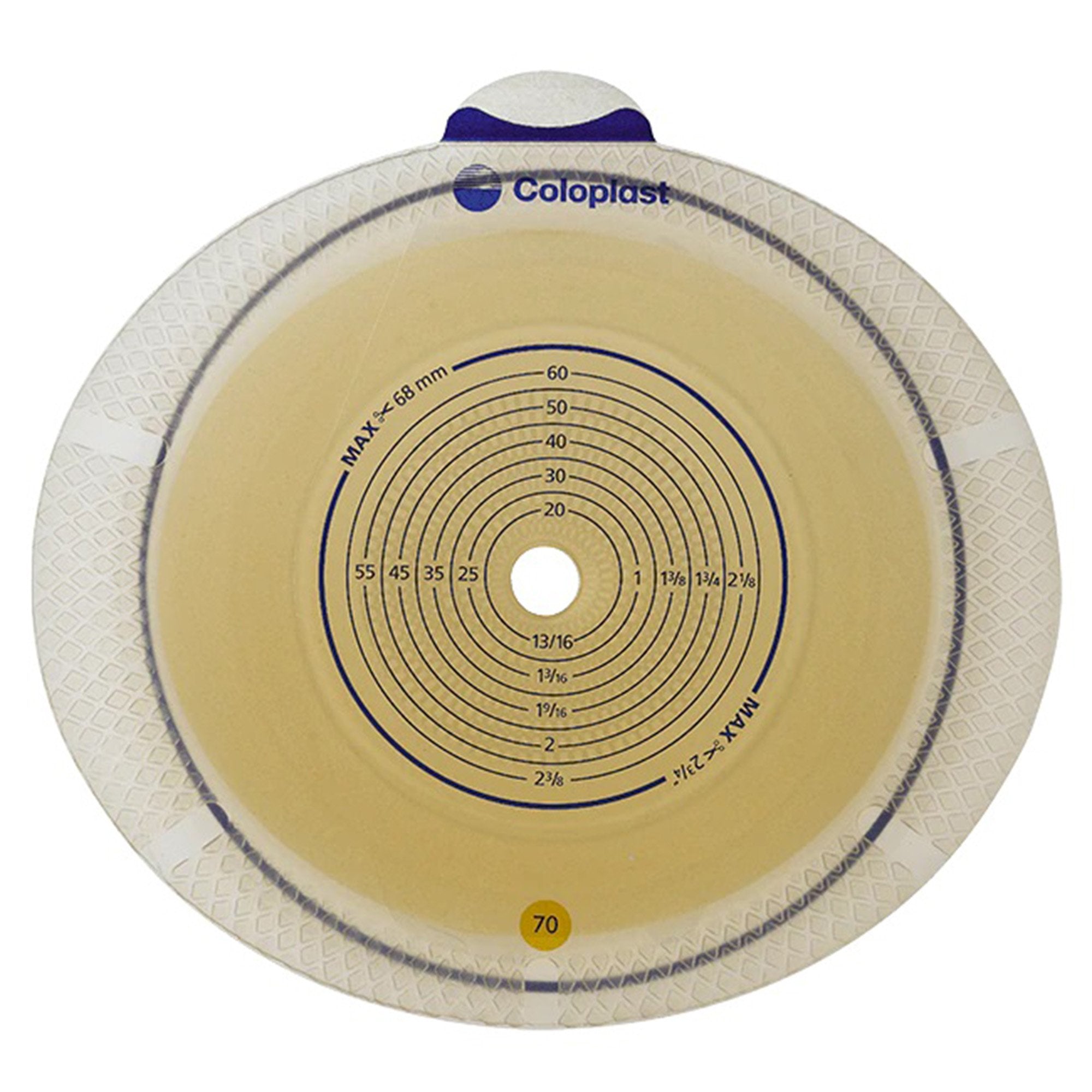 Ostomy Barrier Sensura Flex Trim to Fit, Standard Wear Double Layer Adhesive 70 mm Flange Yellow Code System 3/8 to 2 3/4 Inch Opening
