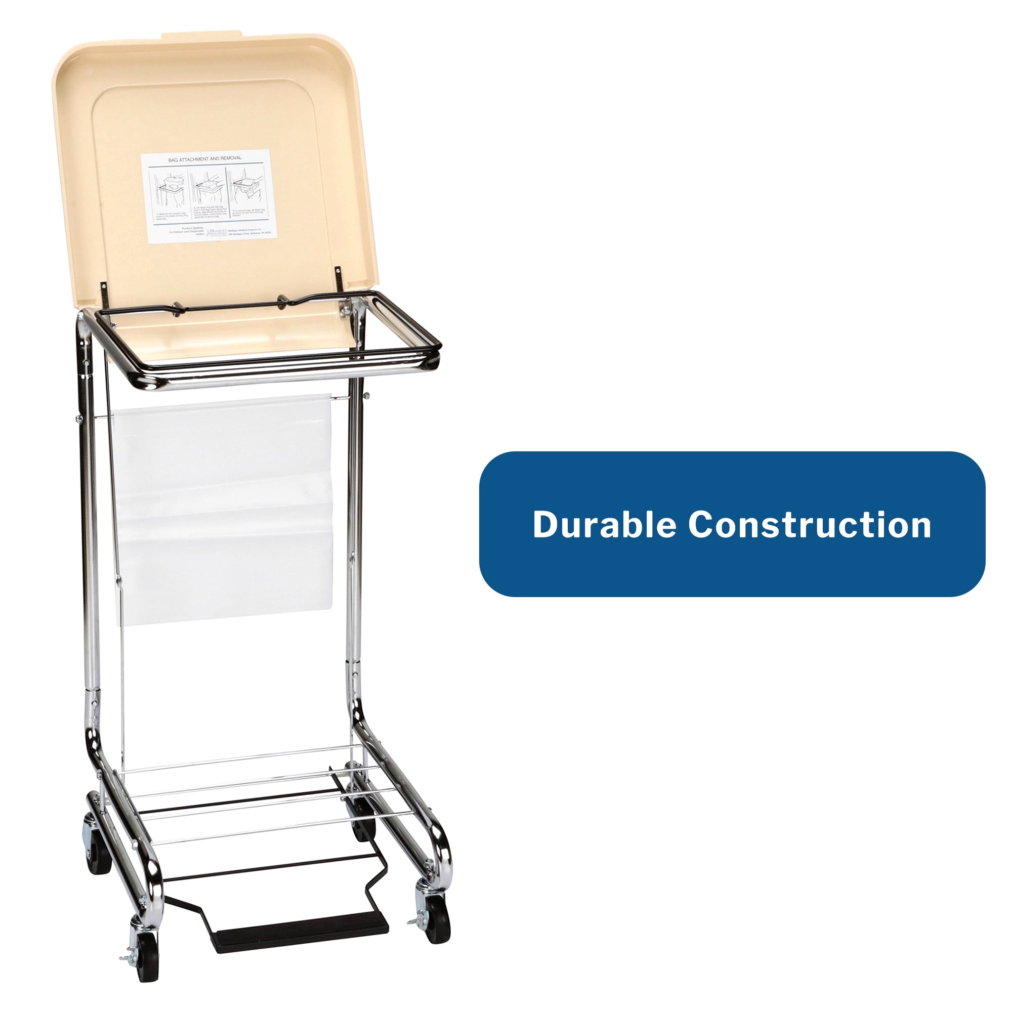 hamper stand mckesson soiled linen rectangular opening 30 to 33 gal capacity foot pedal self closing lid packaging type each