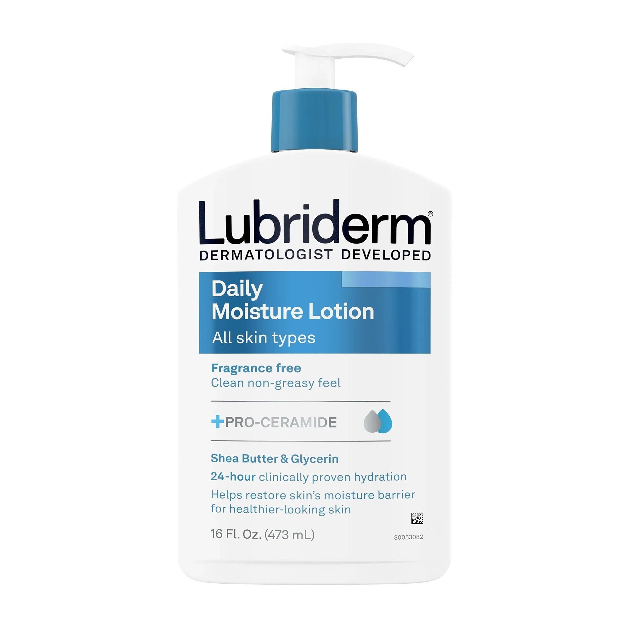Hand and Body Moisturizer Lubriderm 16 oz. Pump Bottle Unscented Lotion CHG Compatible