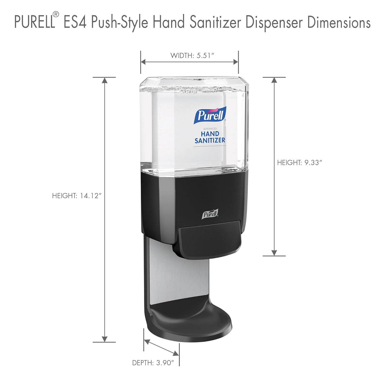hand hygiene dispenser purell es4 graphite abs plastic manual push 1200 ml wall mount