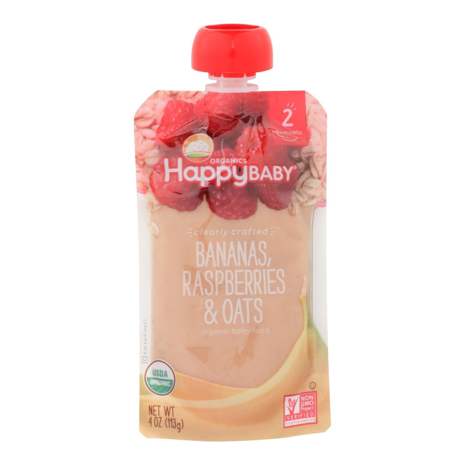 happy baby happy baby clearly crafted bananas raspberries and oats case of 16 4 oz
