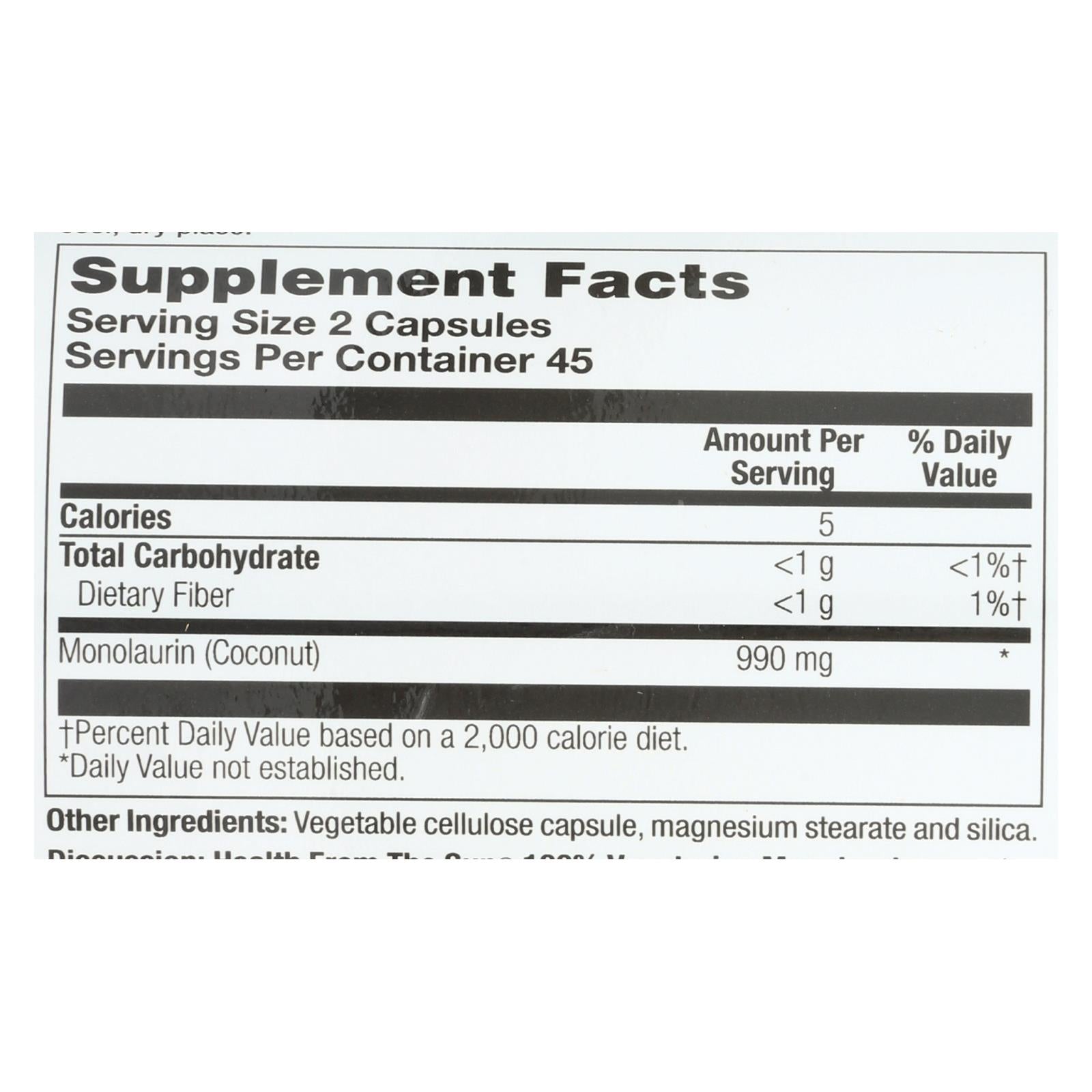 health from the sun monolaurin 1 each 90 vcap