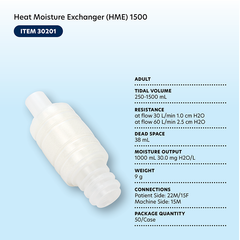 heat moisture exchanger hme 1500 w integrated flex tube