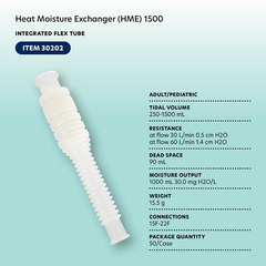 heat moisture exchanger hme 1500 w integrated flex tube