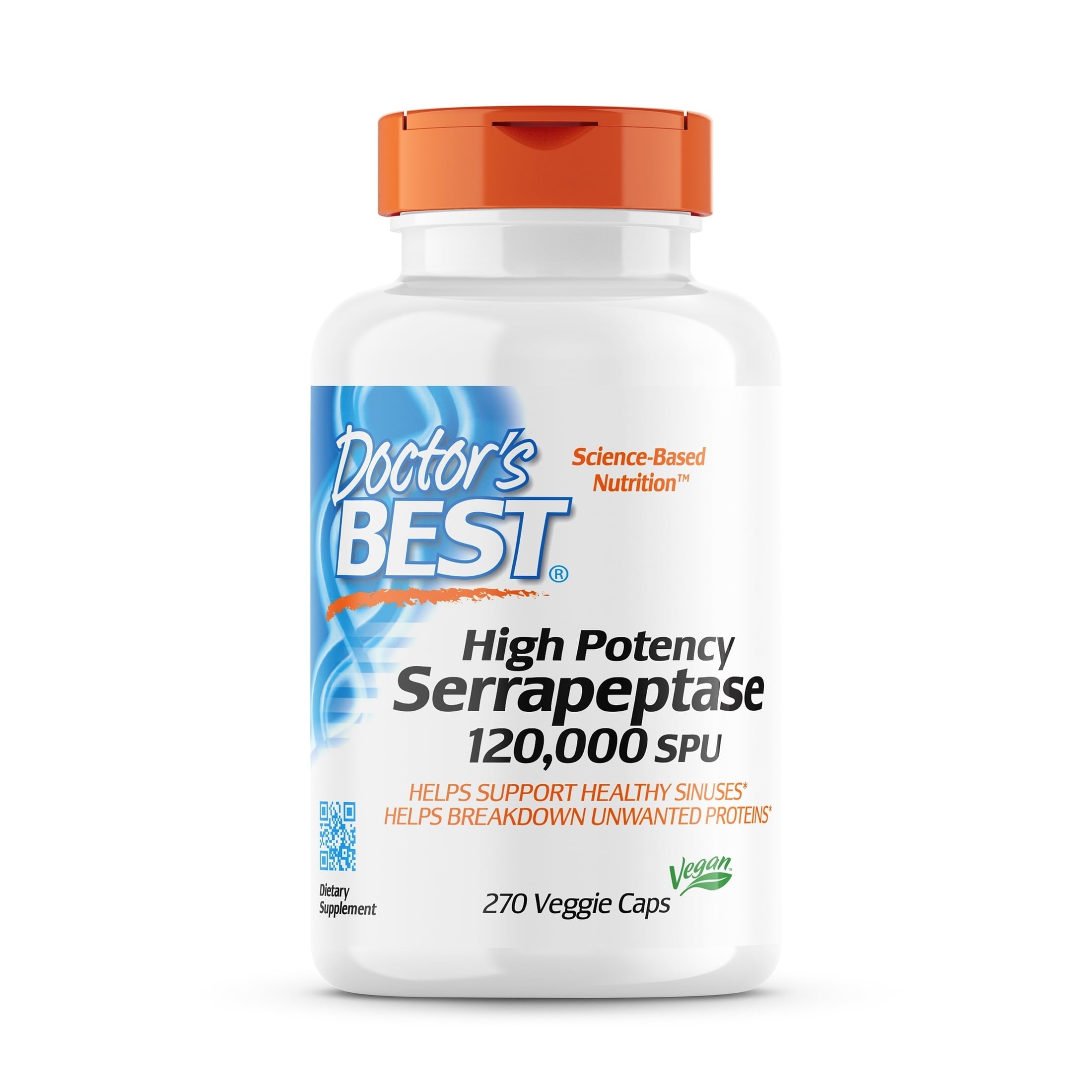 High Potency Serrapeptase, 120,000 SPU, 270 Veggie Caps