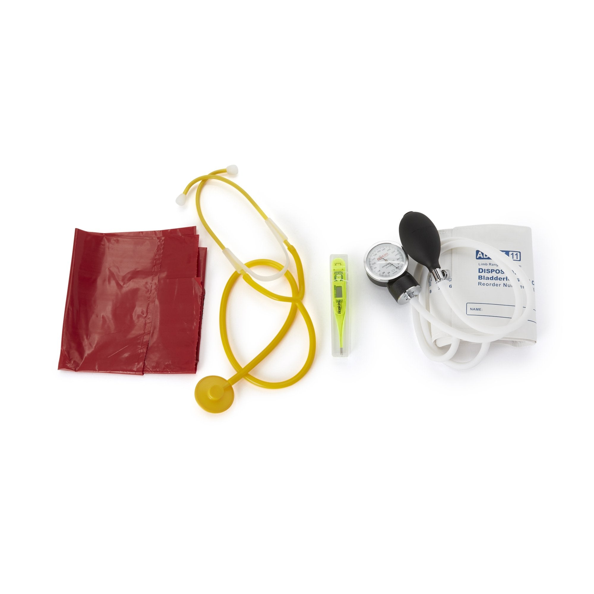Single Patient Use MRSA Kit with thermometer Hopkins 23 to 33 cm Adult Cuff Single Head Disposable Stethoscope Pocket Aneroid