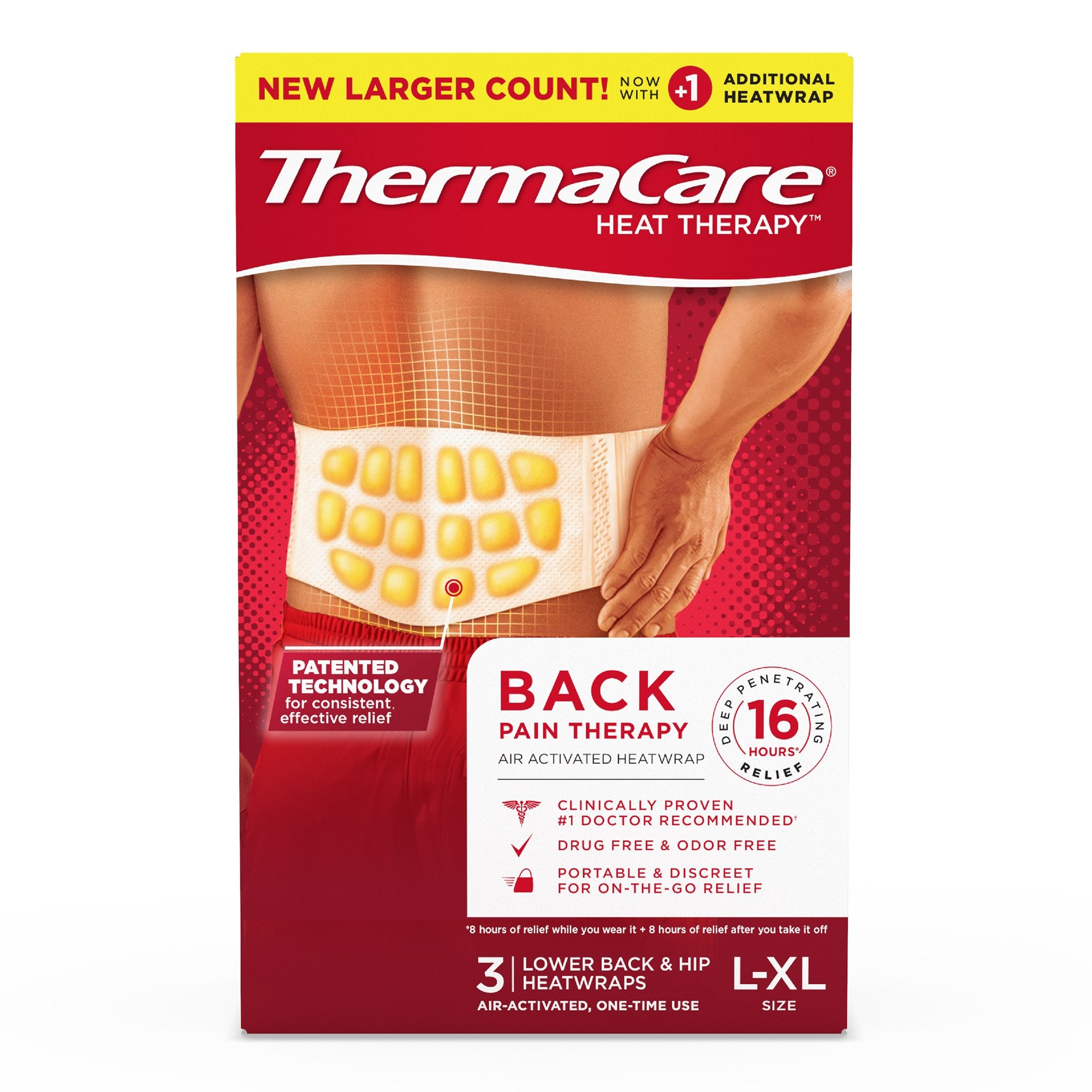 Instant Hot Patch ThermaCare HeatWraps Back / Hip / Leg / Shoulders Large / X-Large Nonwoven Material Cover Disposable
