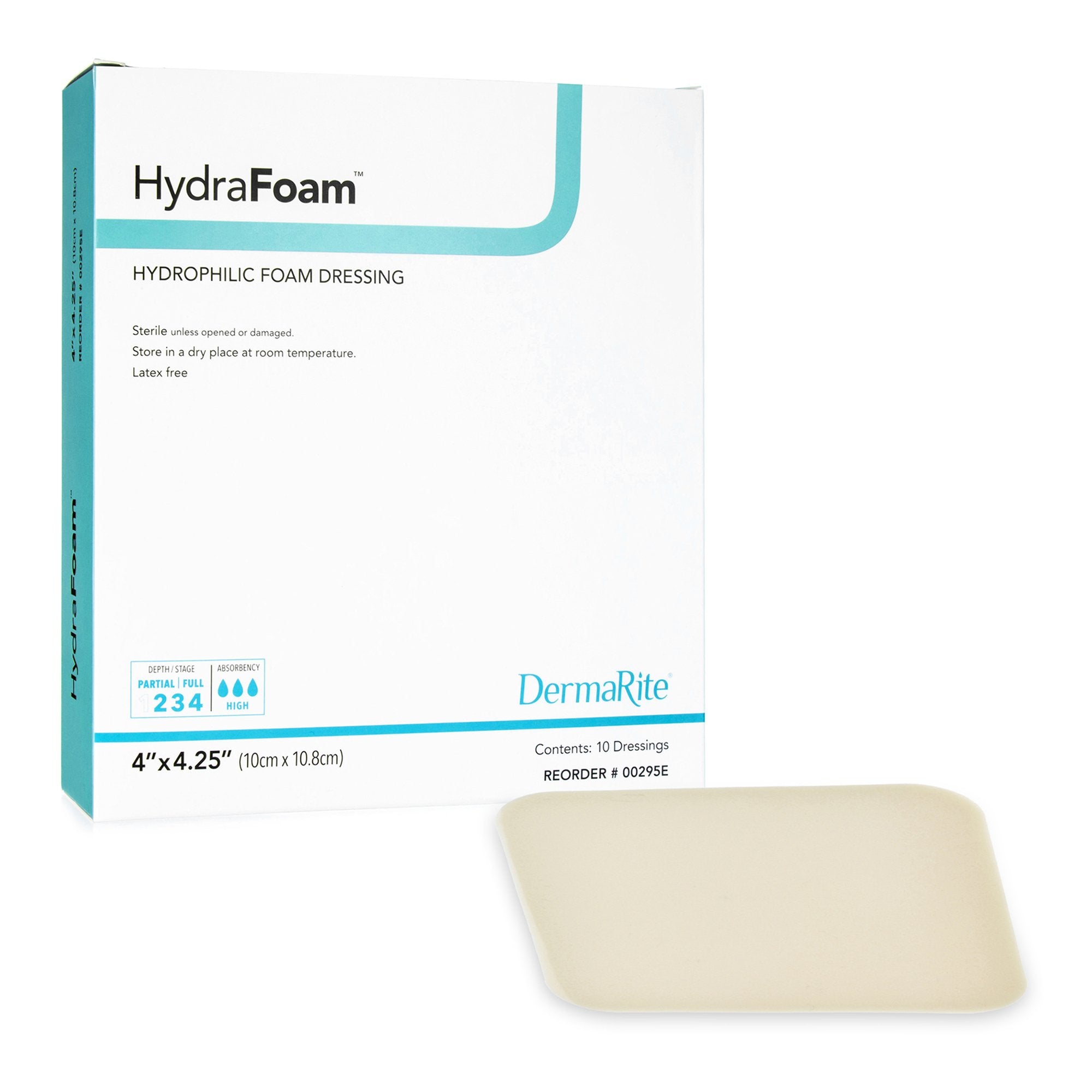 Foam Dressing HydraFoam 4 X 4 1/4 Inch Without Border Waterproof Backing Nonadhesive Rectangle Sterile