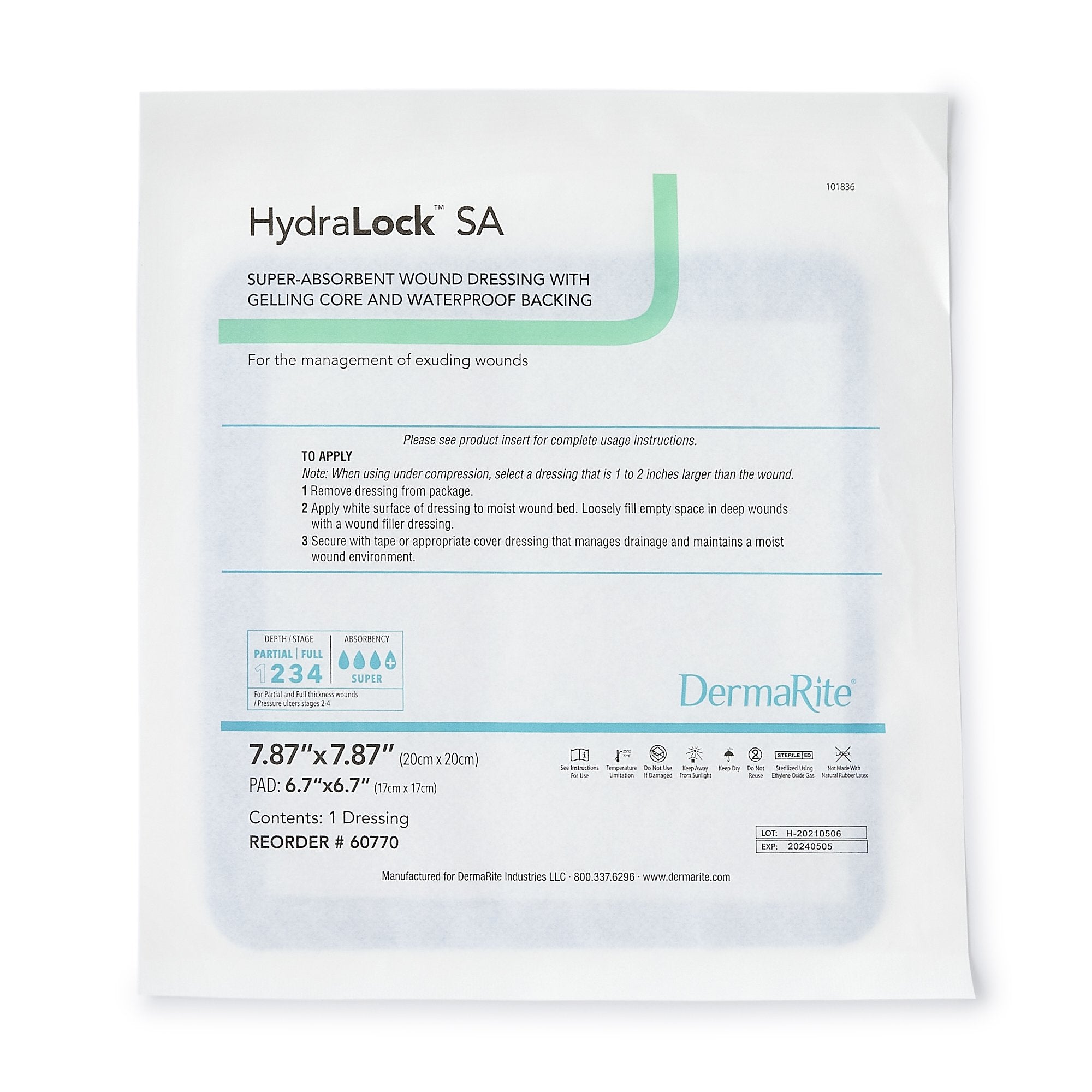 hydralock sa super absorbent dressing 20 x 20 centimeter hydralock sa super absorbent dressing mk1154027bx