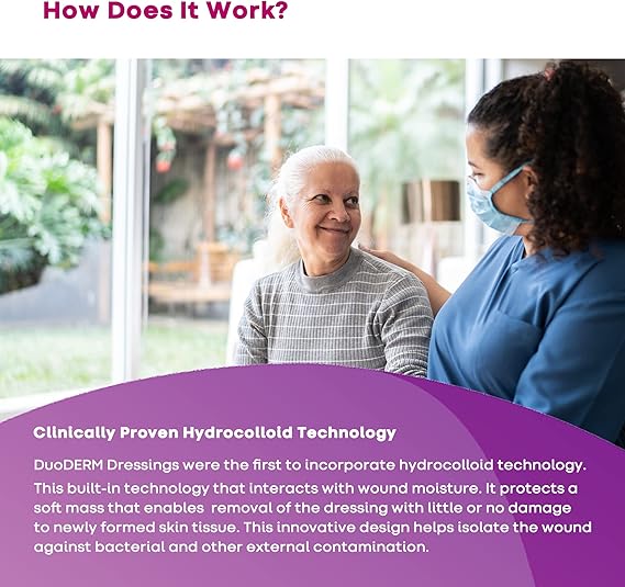 hydrocolloid dressing duoderm signal cgf foam backing 4 x 4 inch square hydrocolloid