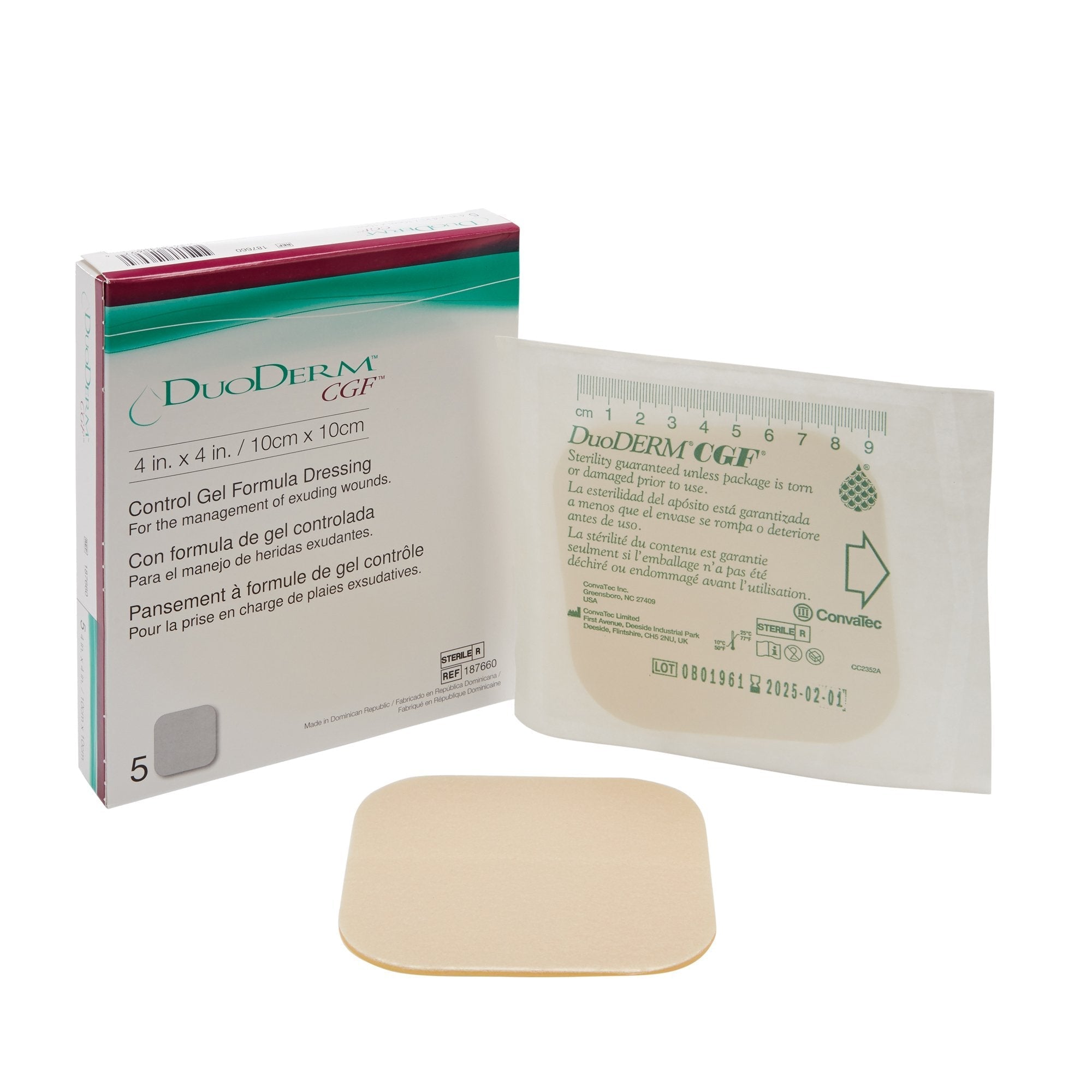 Hydrocolloid Dressing DuoDERM CGF Foam Backing 4 X 4 Inch Square Hydrocolloid