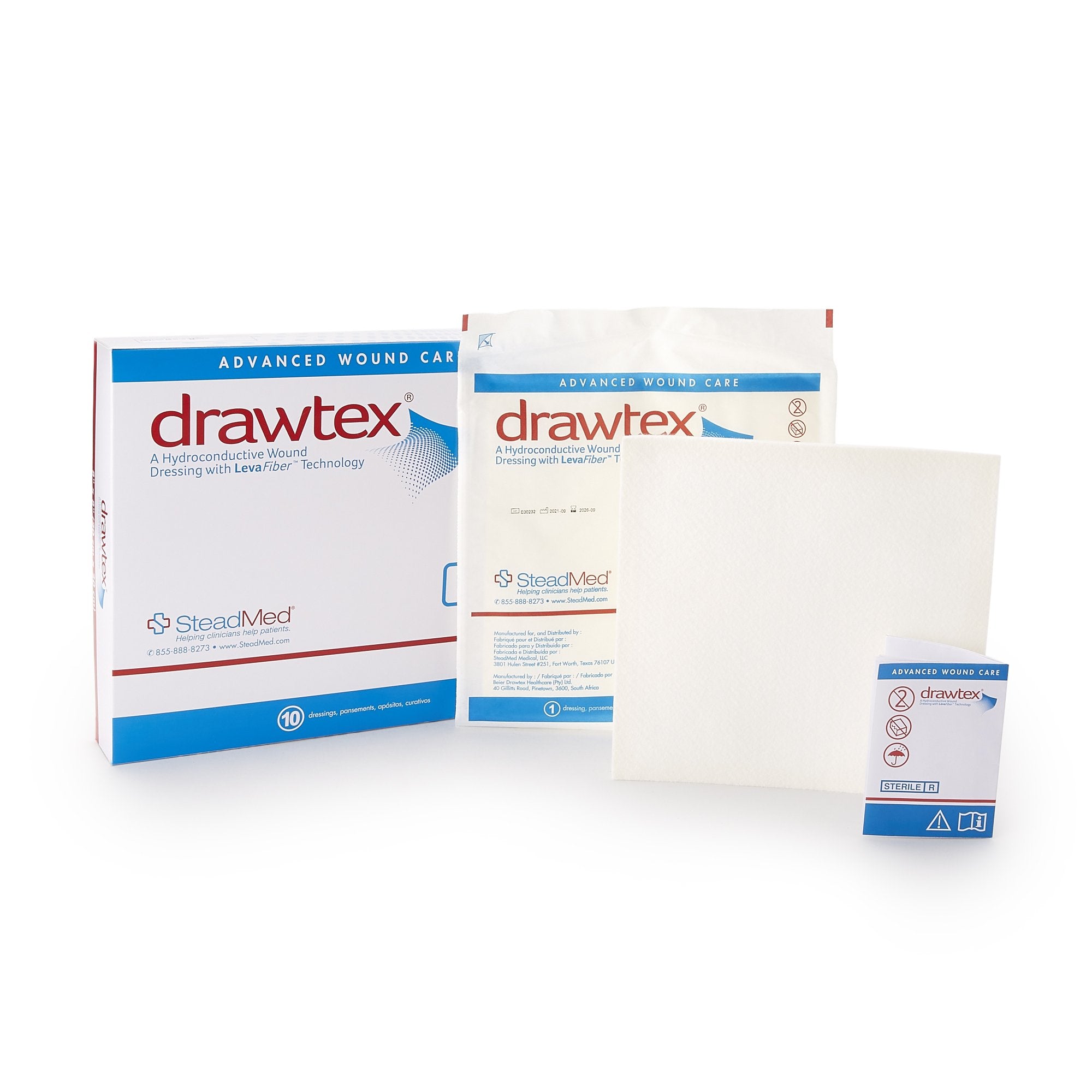 Hydroconductive Wound Dressing Drawtex 8 X 8 Inch Square