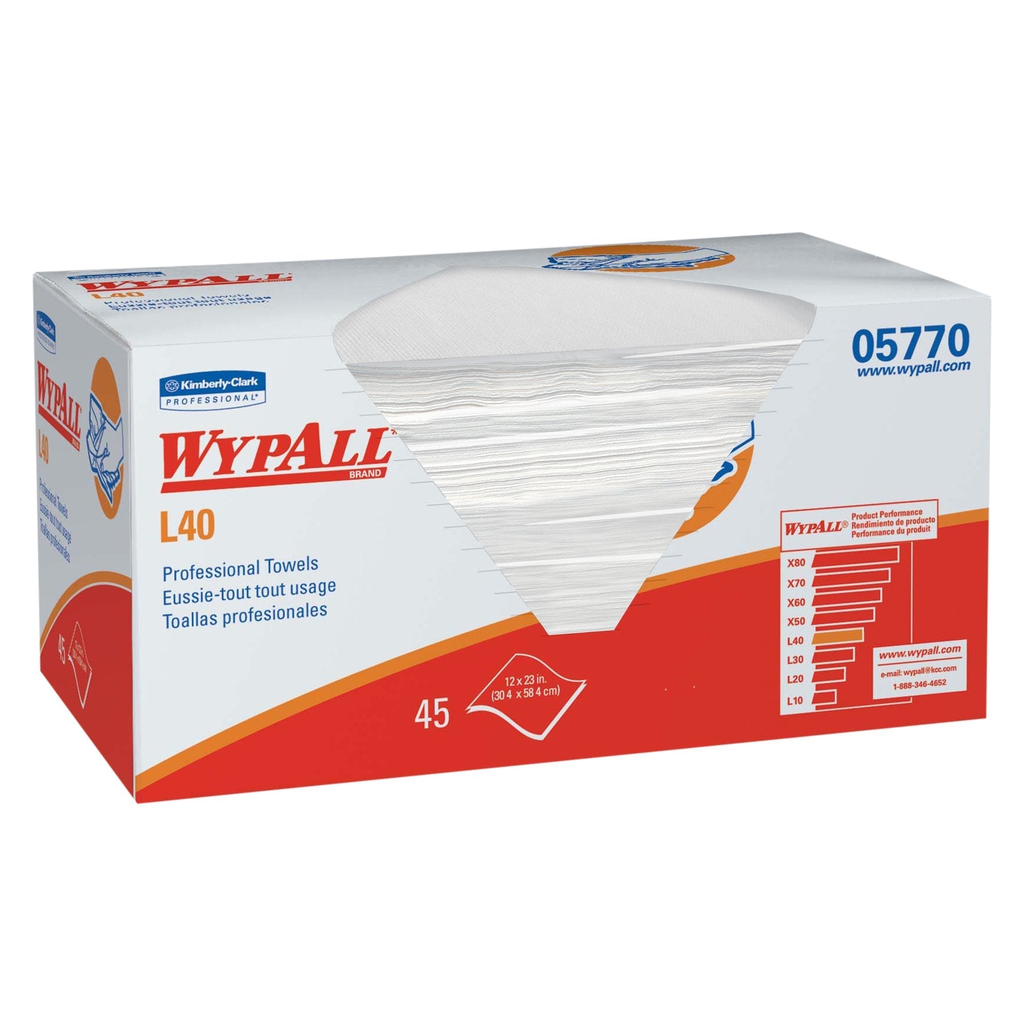 Hygienic Towel WypAll L40 Light Duty 45 Count Box 12 X 23 Inch NonSterile Disposable