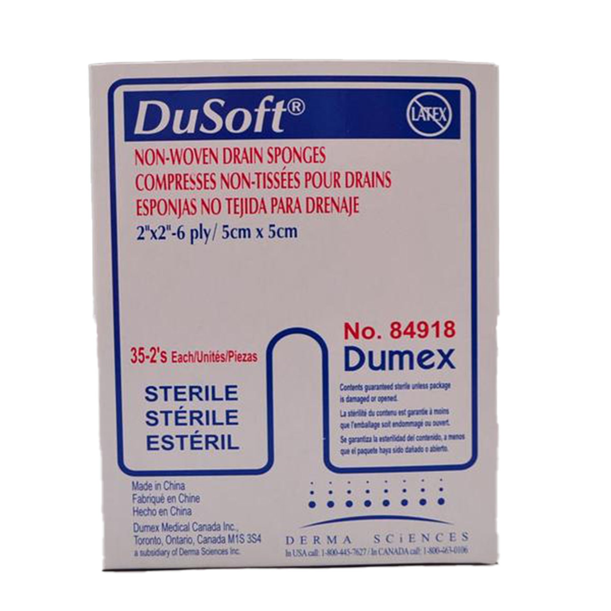 I.V. Sponge DuSoft 2 X 2 Inch 6 Ply Sterile 2 per Pack