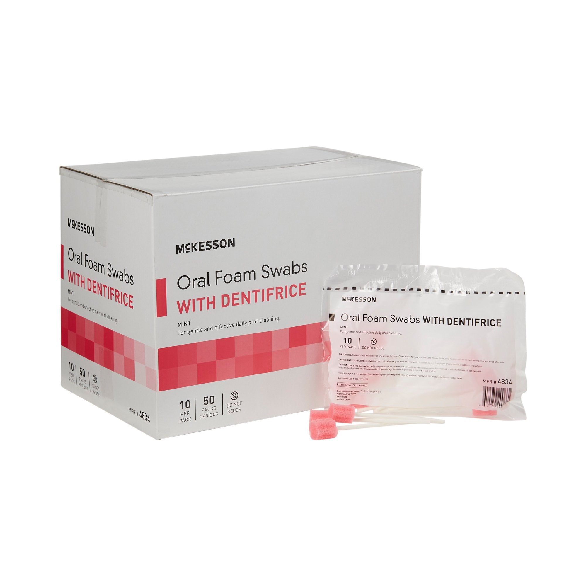 Oral Swab McKesson Dentifrice Foam Tip 10 per Pack