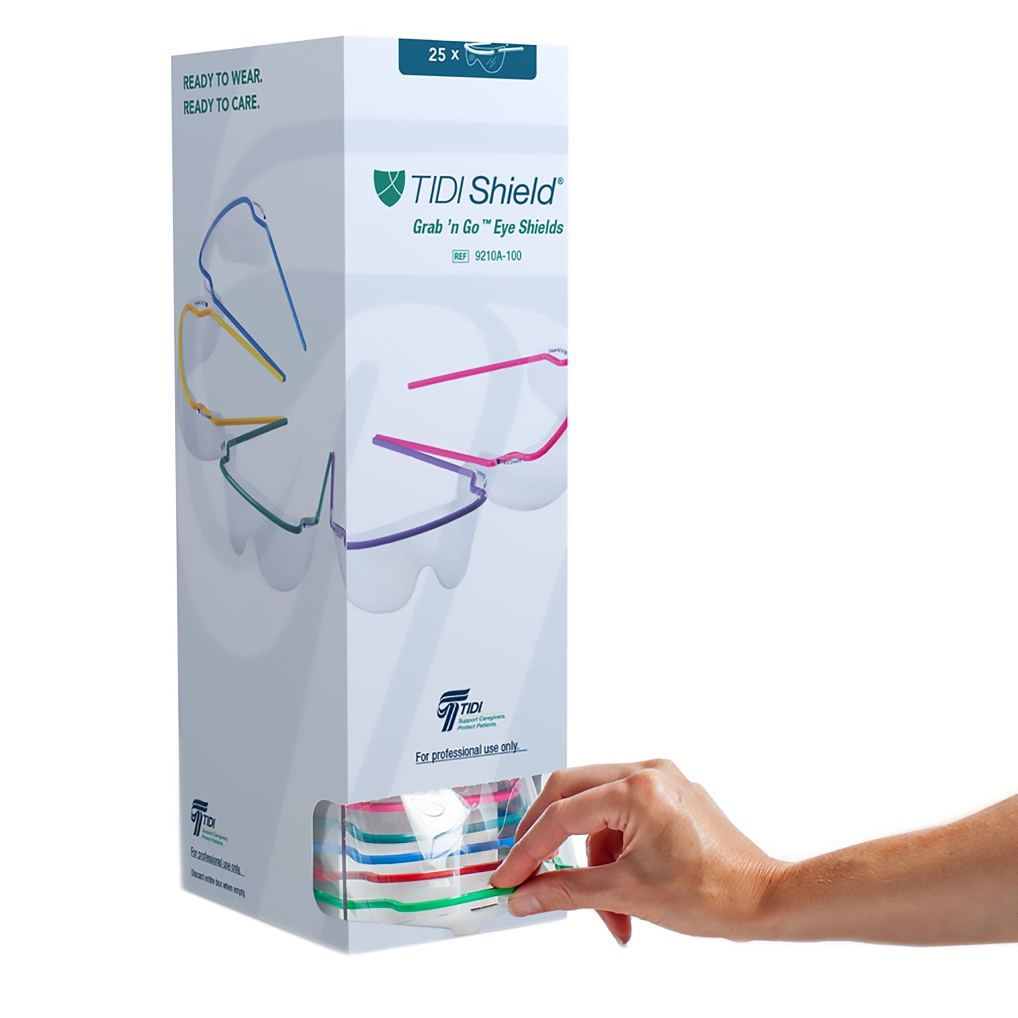 Protective Glasses with Dispenser TIDIShield Grab 'n Go Wraparound Clear Tint Assorted Color Frames Over Ear One Size Fits Most