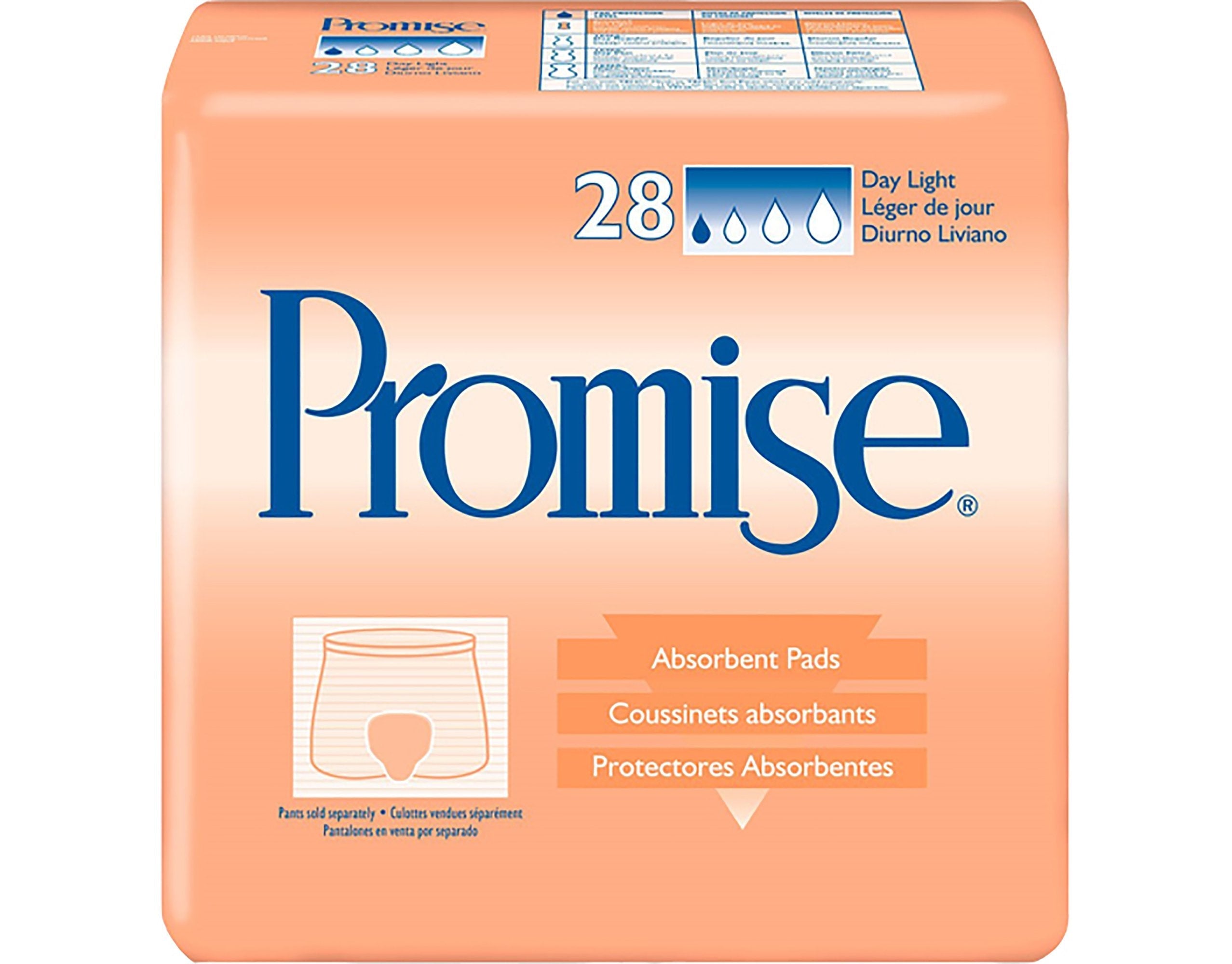 Incontinence Liner Promise Day Light 15 Inch Length Moderate Absorbency Fluff / Polymer Core One Size Fits Most