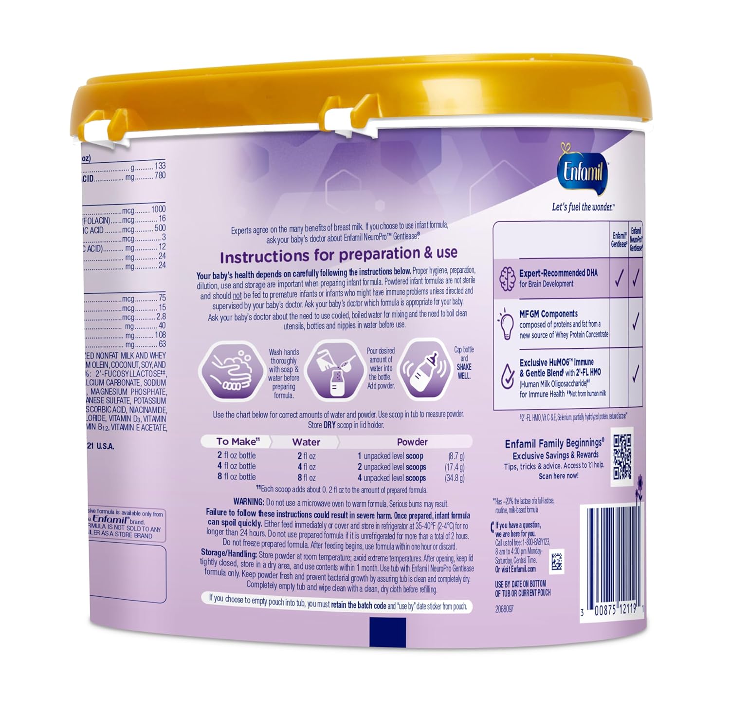 infant formula enfamil neuropro gentlease unflavored 7 2 oz can powder milk based crying spitup
