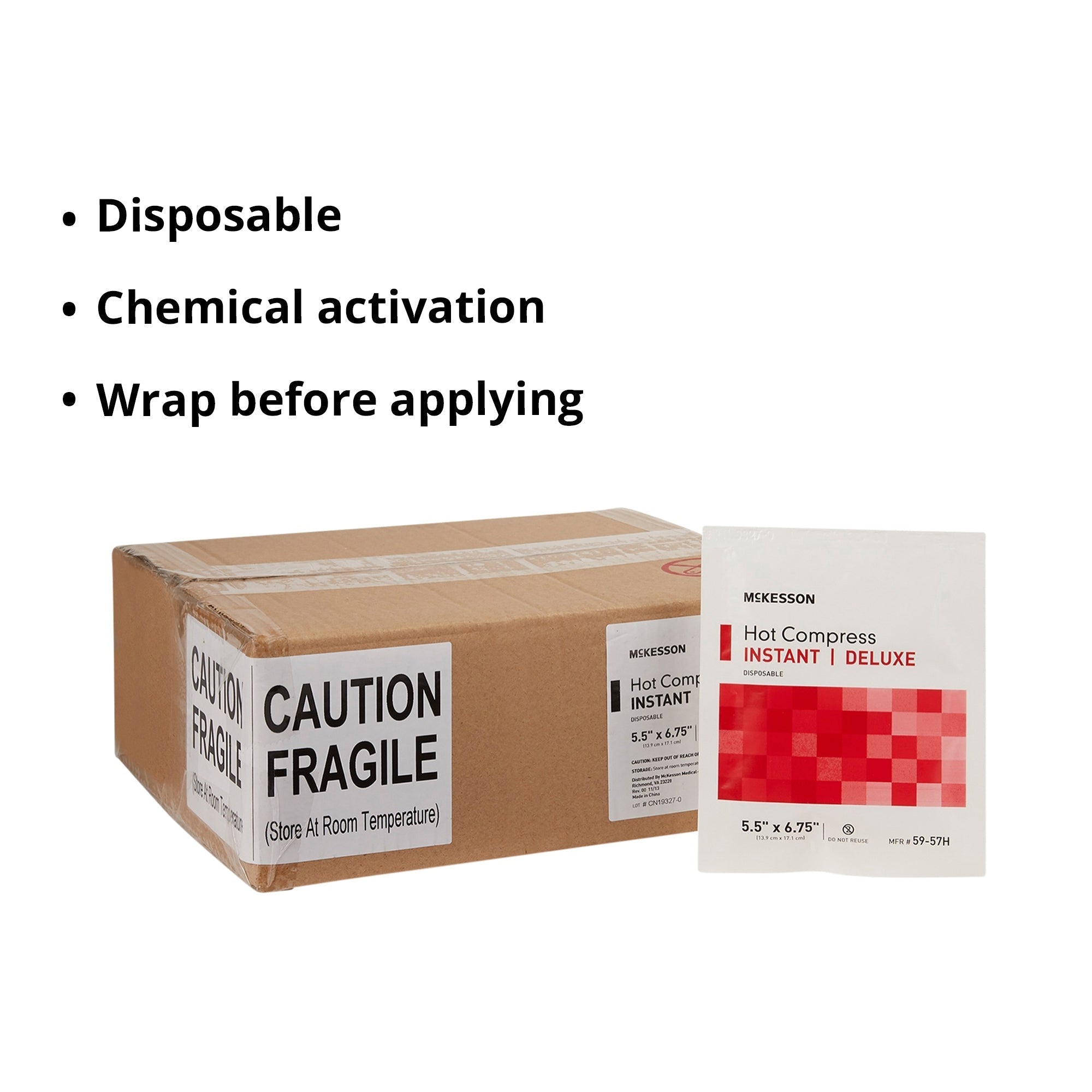 instant hot pack mckesson general purpose small plastic disposable packaging type each