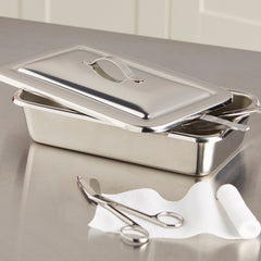 instrument tray mckesson strap handle stainless steel 8 7 8 x 5 x 2 inch packaging type box