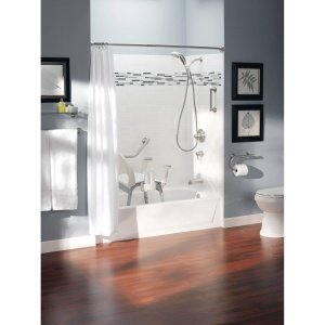 integrated grab bar w toilet paper holder brushed nickel