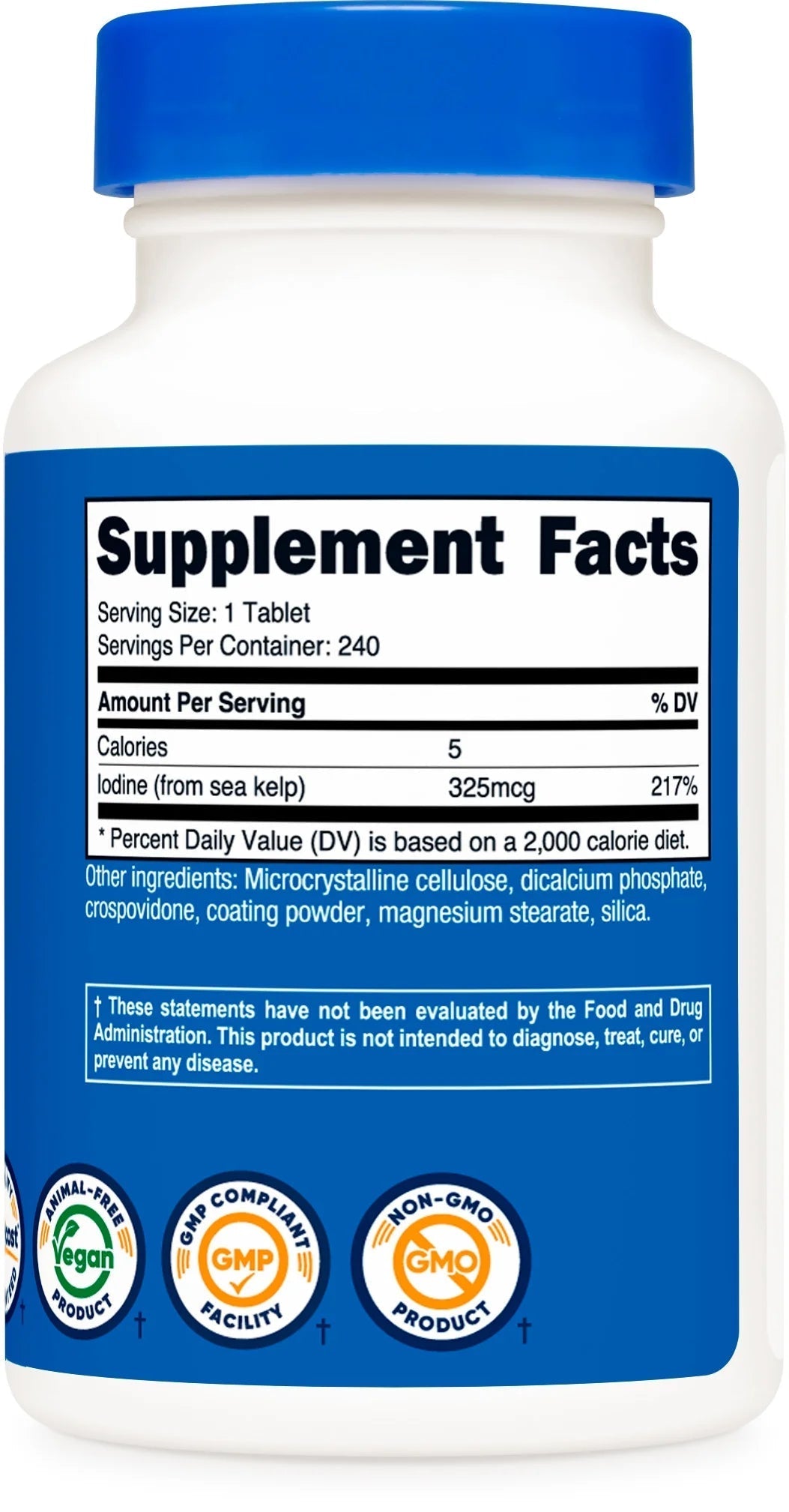 Iodine (Natural Iodine from Sea Kelp) 325Mcg, 240 Tablets, Supplement