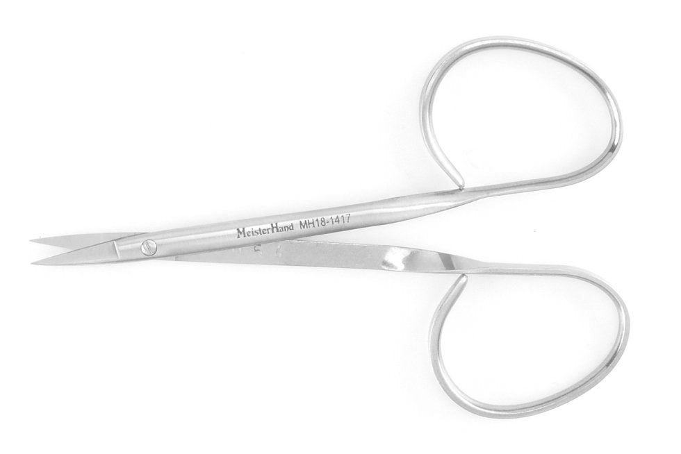 Iris Scissors MeisterHand 3 7/8 Inch Length OR Grade Stainless Steel NonSterile Ribbon Style Finger Ring Handle Straight Sharp Tip / Sharp Tip