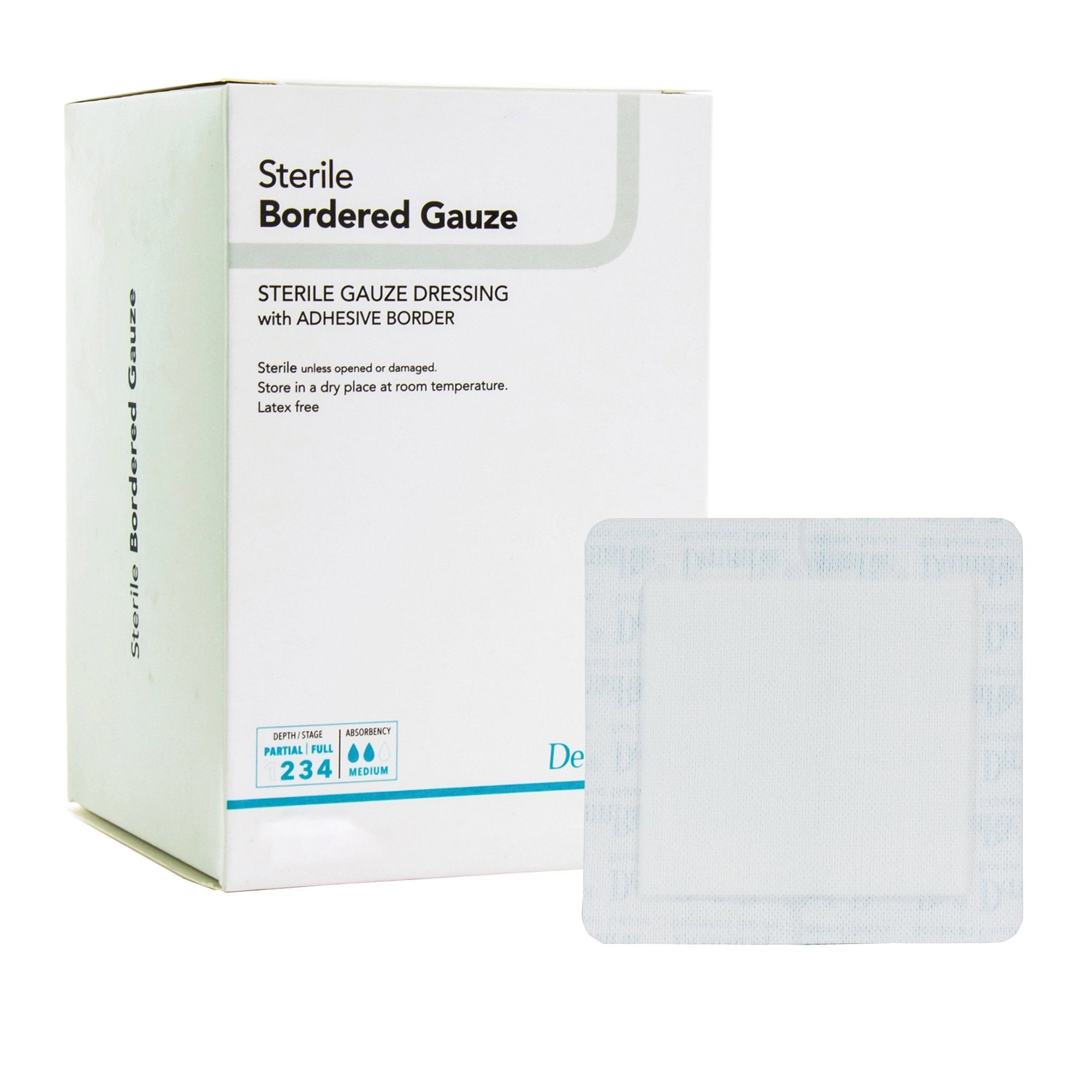 Island Dressing DermaRite Bordered Gauze 4 X 8 Inch Rectangle Sterile