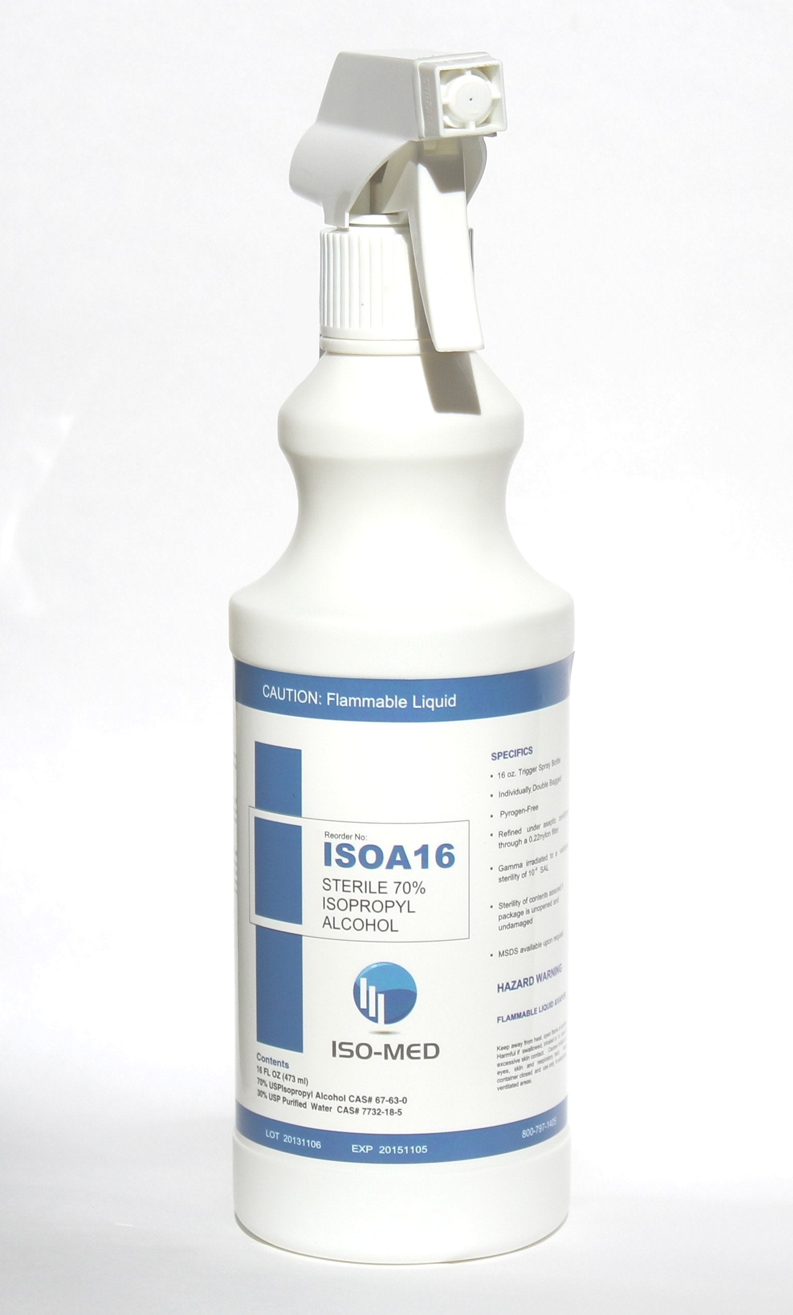 Iso Med Surface Disinfectant Cleaner Alcohol Based Trigger Spray Liquid 16 oz. Bottle Alcohol Scent Sterile