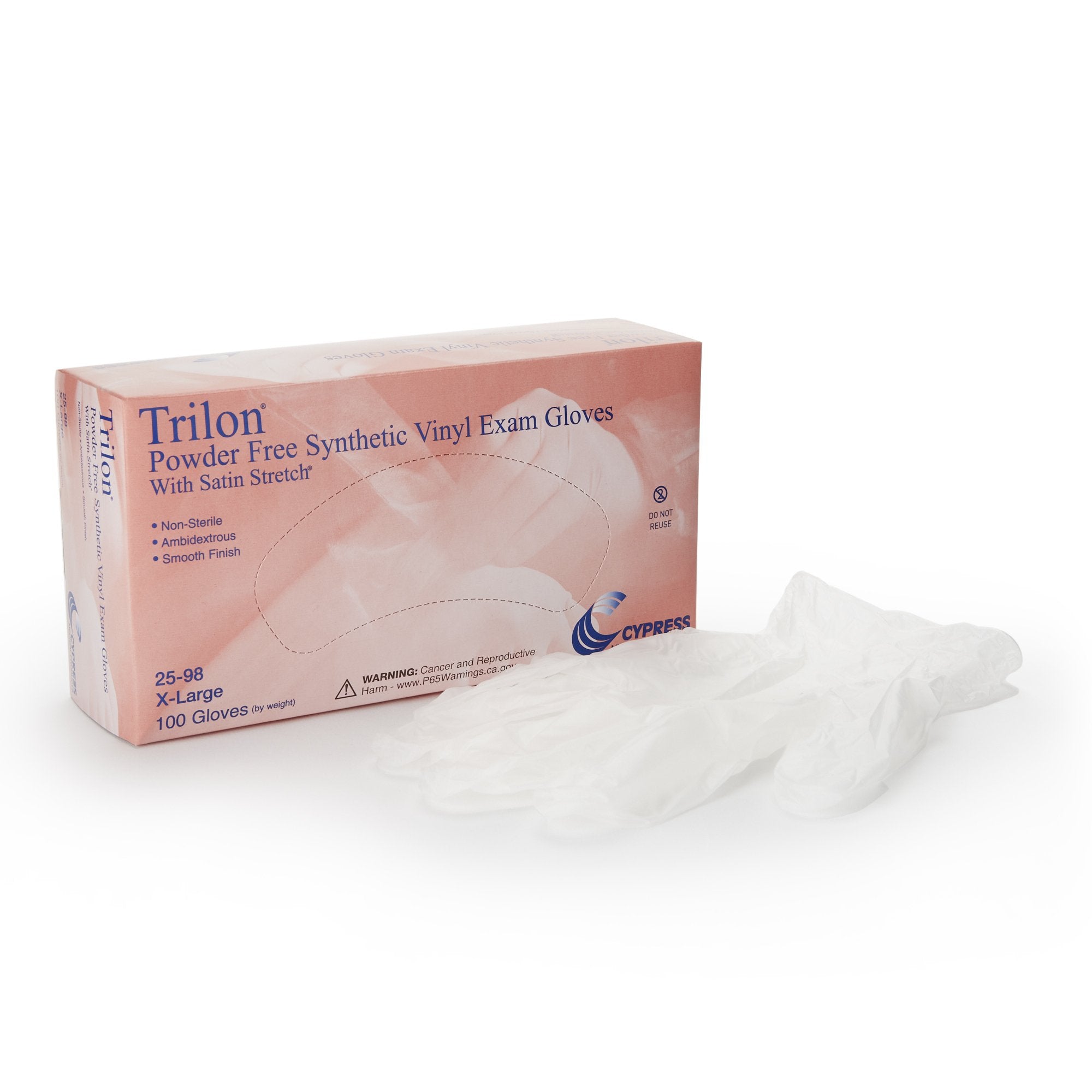 Exam Glove Trilon X Large NonSterile Vinyl Standard Cuff Length Smooth Clear Not Rated WITH PROP. 65 WARNING