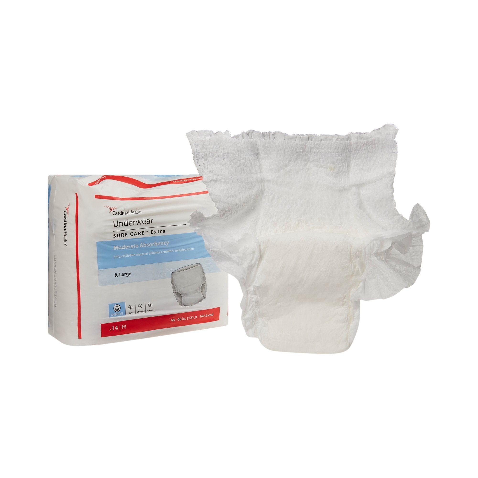 Unisex Adult Absorbent Underwear Sure Care Extra Pull On with Tear Away Seams X-Large Disposable Moderate Absorbency