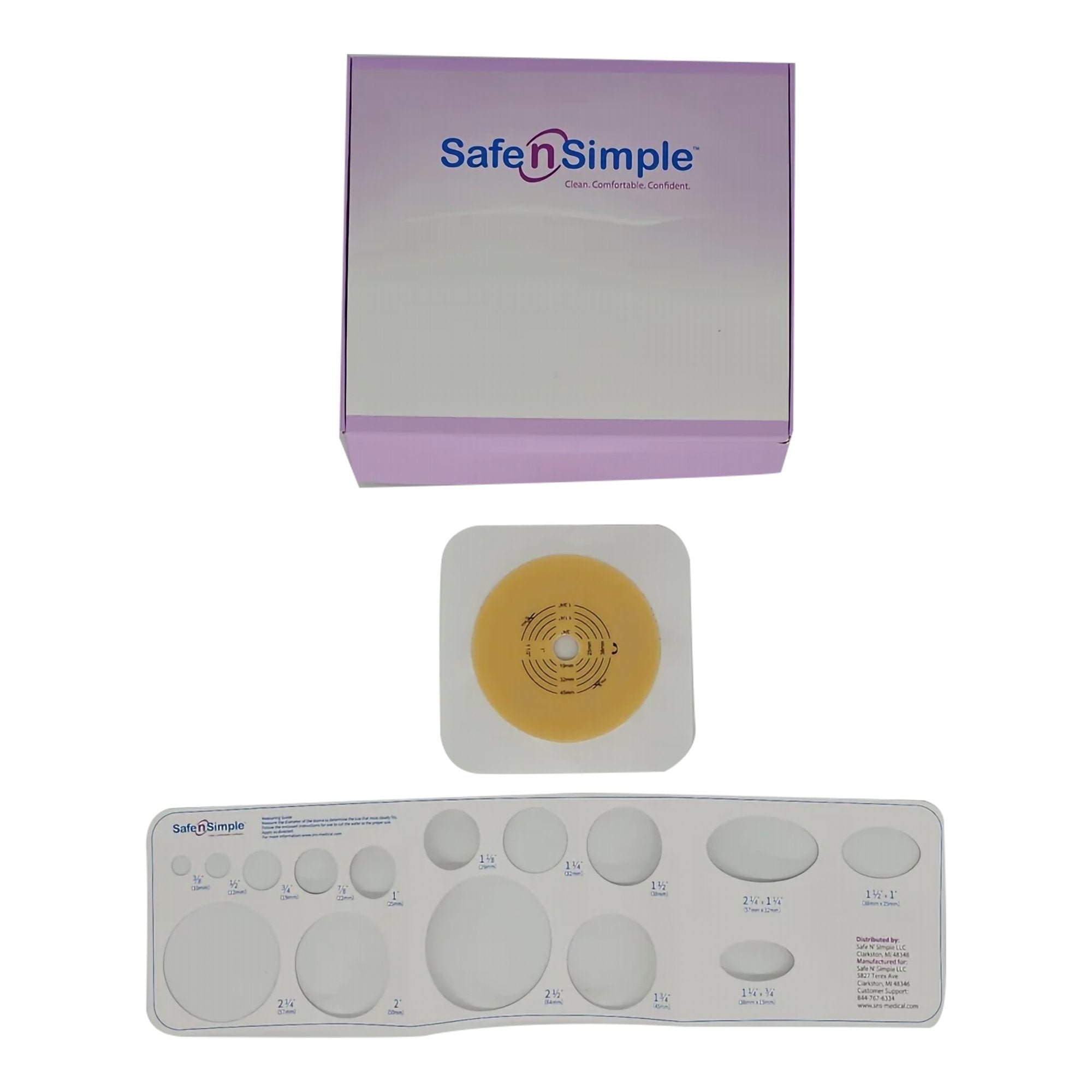 Ostomy Barrier Trim to Fit, Extended Wear Adhesive Tape Collar 57 mm Flange Red Code System Up to 1 3/4 Inch Opening 5 X 5 Inch