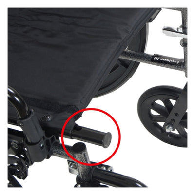 Lightweight K3 manual wheelchair with elevating leg rests close-up