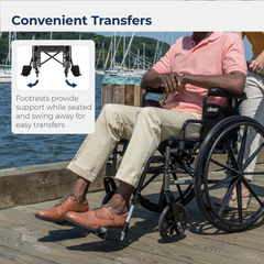 Drive Medical K3 Cruiser III Wheelchair with Removable flip-back arms and Elevating Leg Rests ,8" front Wheels ,300 lbs Weight Capacity ,18" (W) x 16" - 18" (D) ,K318DDA-ELR
