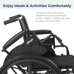 Drive Medical K3 Cruiser III Wheelchair with Removable flip-back arms and Elevating Leg Rests ,8" front Wheels ,300 lbs Weight Capacity ,18" (W) x 16" - 18" (D) ,K318DDA-ELR