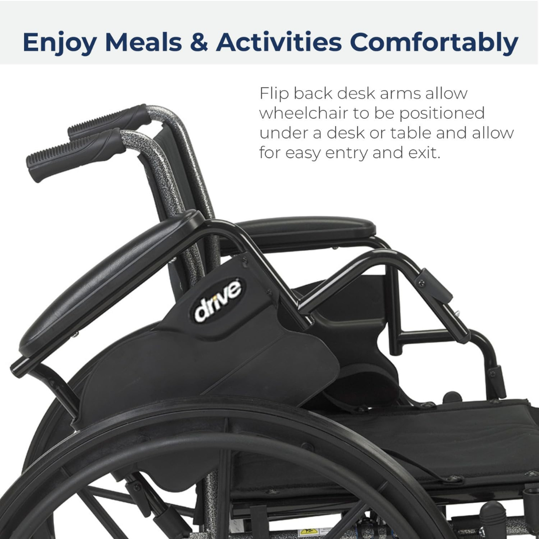 Drive Medical K3 Cruiser III Wheelchair with Removable flip-back arms and Elevating Leg Rests ,8" front Wheels ,300 lbs Weight Capacity ,18" (W) x 16" - 18" (D) ,K318DDA-ELR