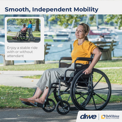 Drive Medical K3 Cruiser III Wheelchair with Removable flip-back arms and Elevating Leg Rests ,8" front Wheels ,300 lbs Weight Capacity ,18" (W) x 16" - 18" (D) ,K318DDA-ELR
