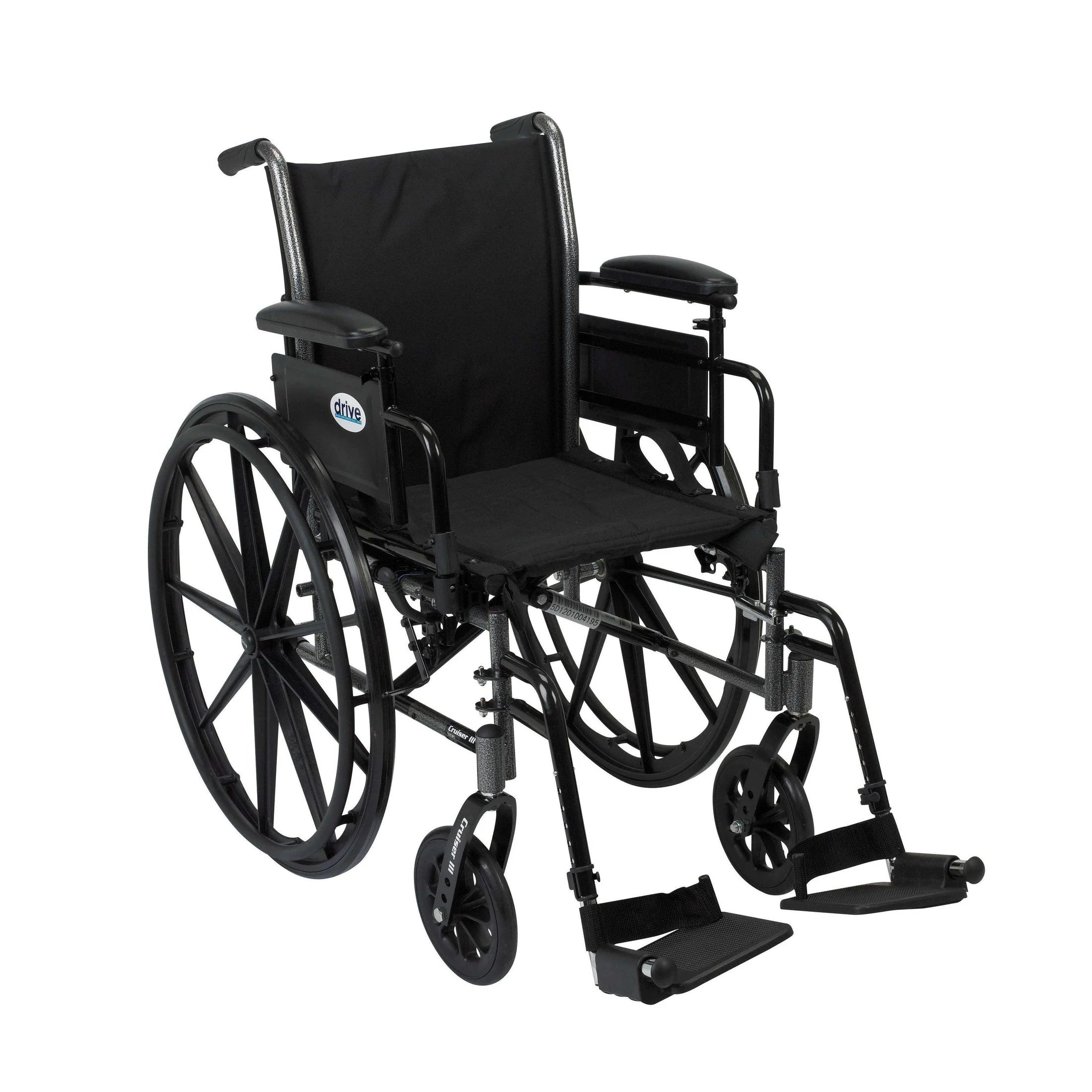 Drive Medical K3 Cruiser Iii Wheelchair with Removable flip-back arms and Swing-away Footrests ,8" Front24" x 1" rear Wheels ,300 lbs Weight Capacity ,K316ADDA-SF