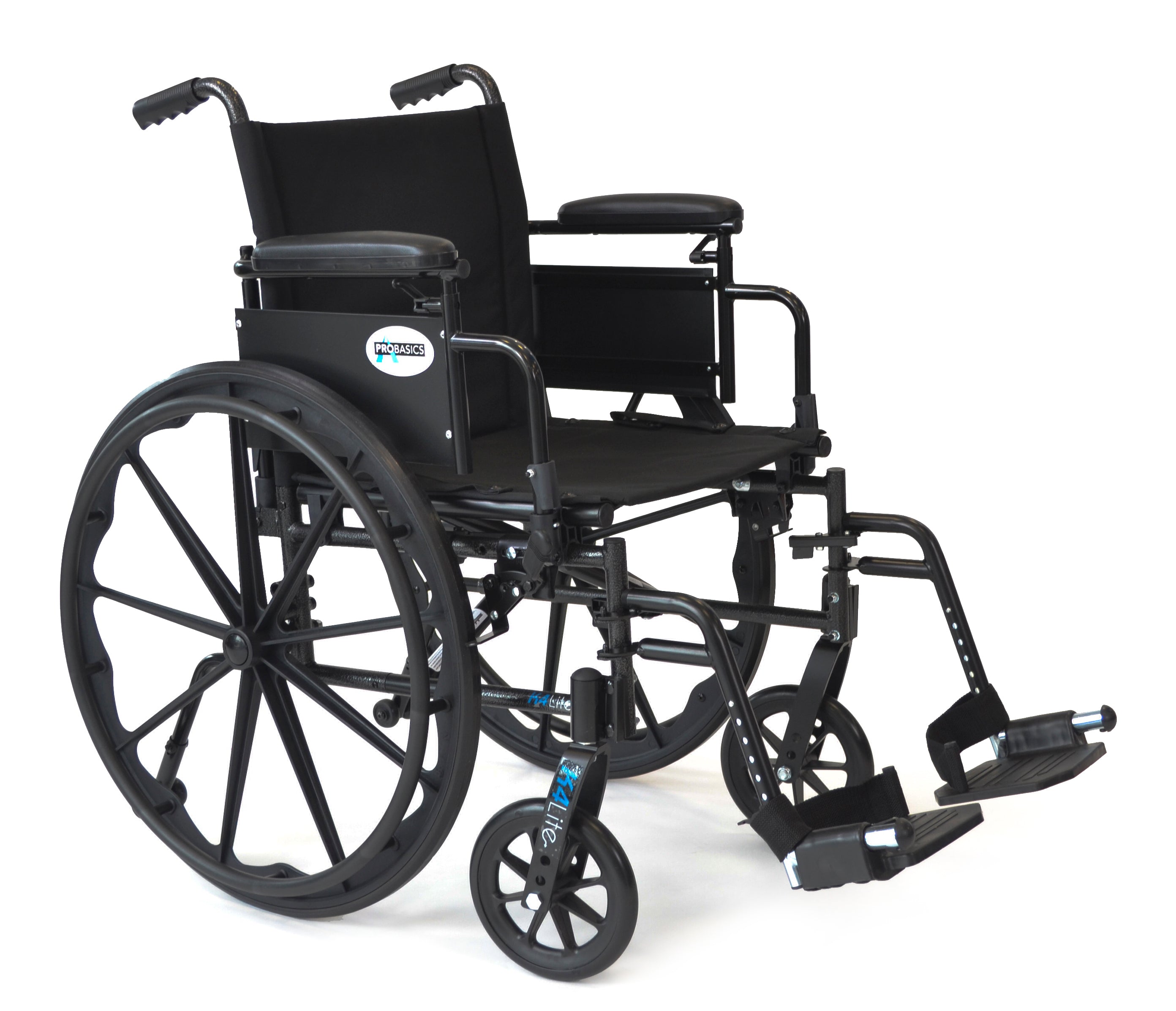 Probasics K4 LT Wheelchair with Flip-back padded arm rests and Elevating Leg rest ,16X16inch ,WC4L1616DE