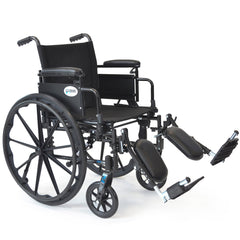 Probasics K4 Lite Wheelchair with arm rests are height adjustable from 10" to 14". and Elevating Leg rest ,20X16inch ,WC4L2016DE