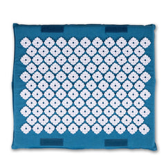 Kanjo Acupressure Foot Mat Sapphire / White Cotton Linen Fabric / Memory Foam / Plastic 14 X 16 Inch