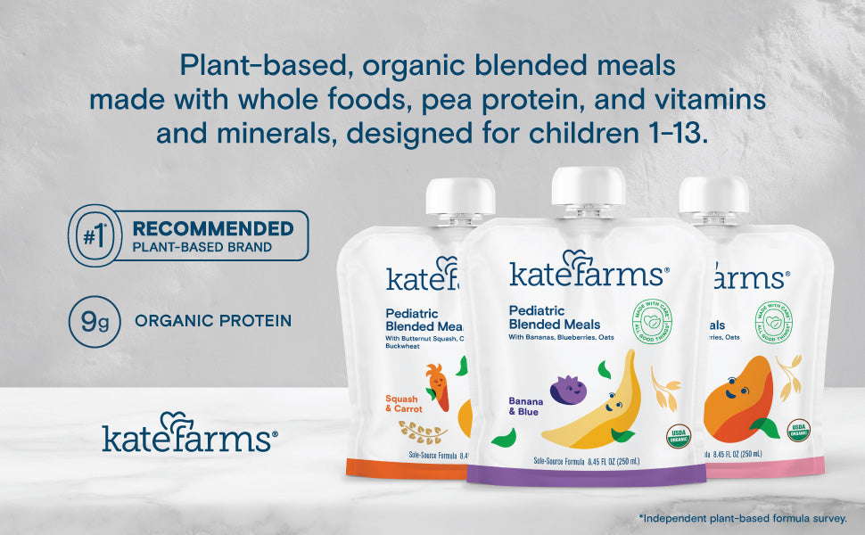 kate farms pediatric blended meals with squash and carrots 8 45 ounce pouch kate farms pediatric tube feeding formula mk1241599ea